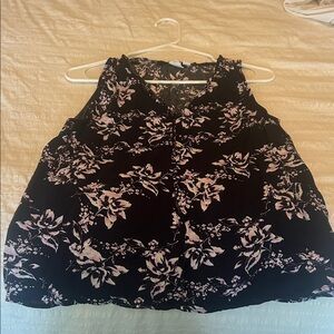 Floral Sleeveless Top - Navy and Pink